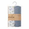 Infancie Muslin Blankets 2Pk in safari design featuring animal prints and a solid blue blanket.