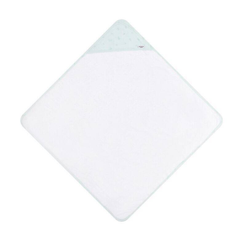 Infancie Bamboo Hooded Towel in blue and green, featuring a soft, absorbent design with a cute hood.
