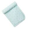 Infancie Bamboo Jersey Wrap in soft green with leaf pattern, showcasing a rolled edge for easy wrapping.