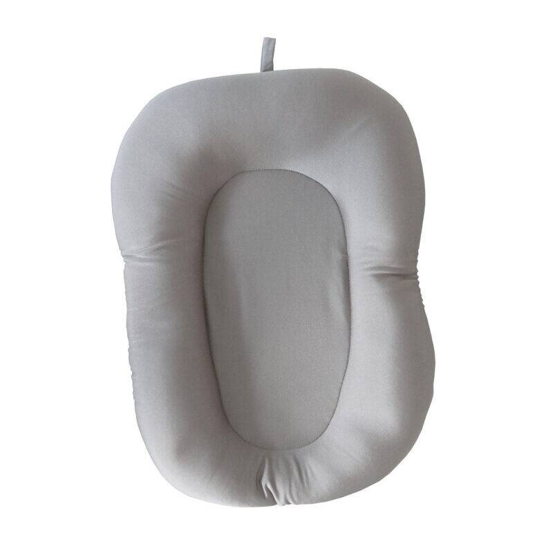 Snuggletime Microbead Baby Bather Cushion in gray, featuring a soft, contoured design for comfort.