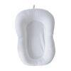 Snuggletime Microbead Baby Bather Cushion in blue, gray, and white with a soft, contoured design for comfort.