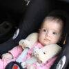 Snuggletime Comfy Straps in beige, providing comfort for a baby in a car seat, featuring soft, plush material.