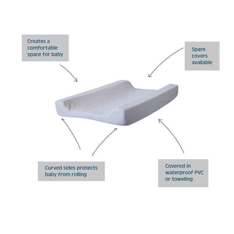 Snuggletime AfterBath Mattress Towelling in white with curved sides for safety, features waterproof PVC cover and spare