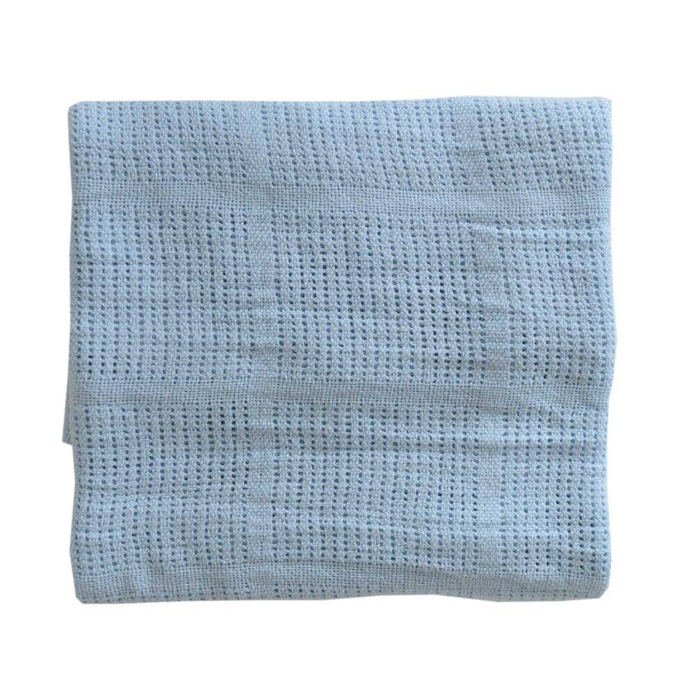 Snuggletime Cellular Blanket in soft blue, perfect for prams with a breathable, textured design.