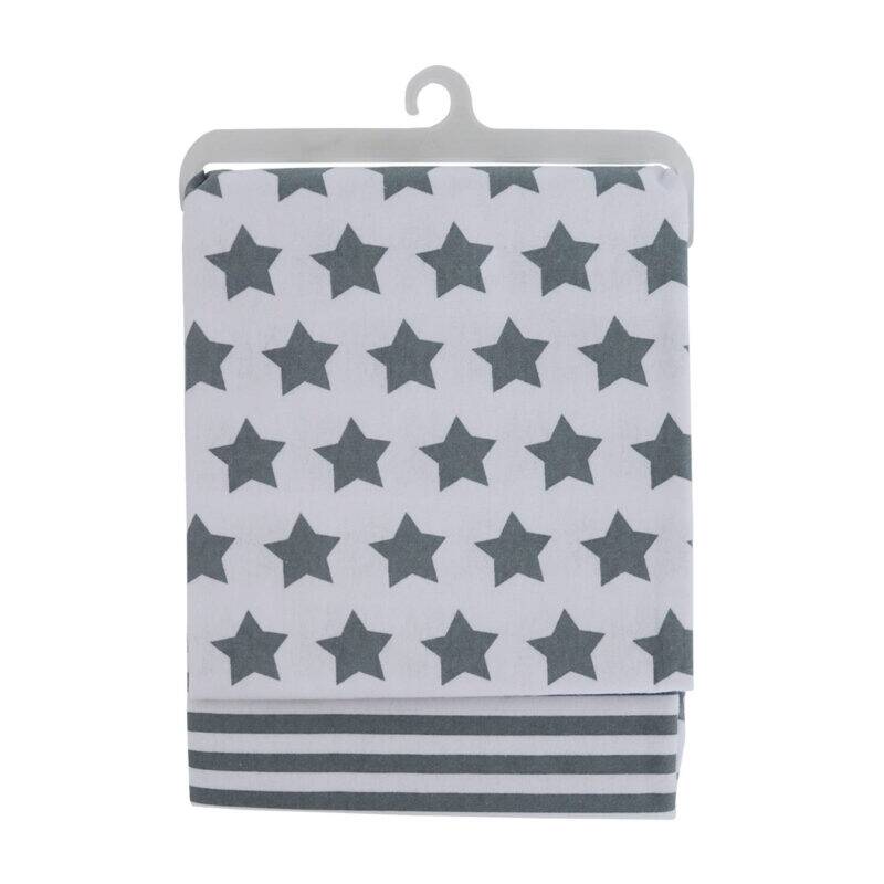 Snuggletime Cotton Flannel Receivers 2pk in grey star pattern with a striped bottom, ideal for baby use.