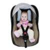 Snuggletime Angelwings Neck Cushion in gray, supporting a baby in a car seat, ensuring comfort and safety.