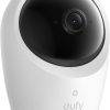 Eufy E21 Wireless 4K Portable Smart Baby Monitor in white, featuring a rounded design and a large lens for clear viewing.