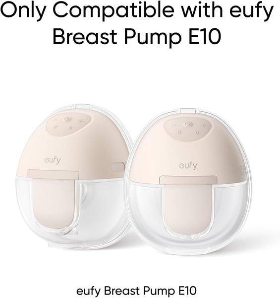 eufy Milk Container for Breast Pump E10, beige, transparent design, showing two containers for easy milk storage.