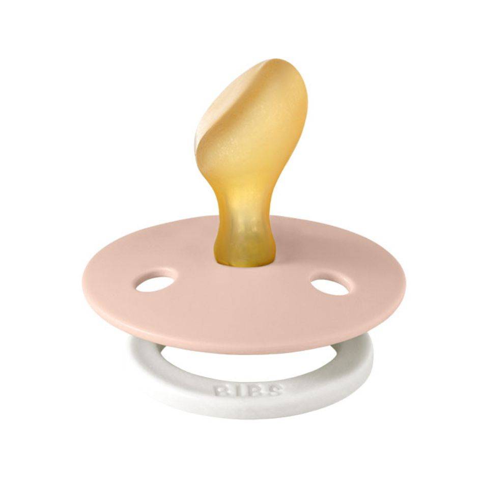 BIBS Anatomical Night Glow Pacifier in soft pink with a glow-in-the-dark feature, Size 2.